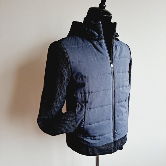 NEW Luigi Bianchi Mantova Navy Quilted Padded Jacket with Tricot Sleeves 50R / M - Picture 8 of 16
